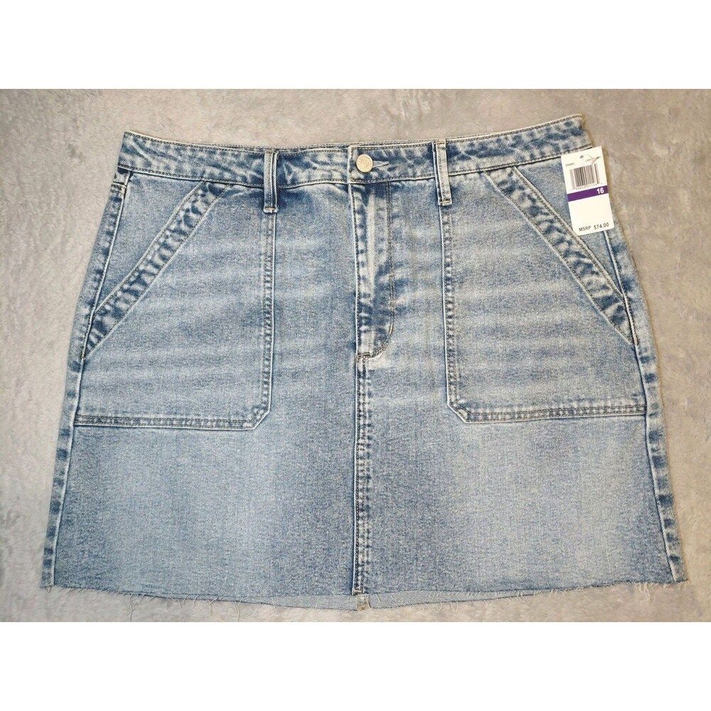 Edited by Remi Bader Women's Utility Mini Skirt Light Wash Denim Size 16